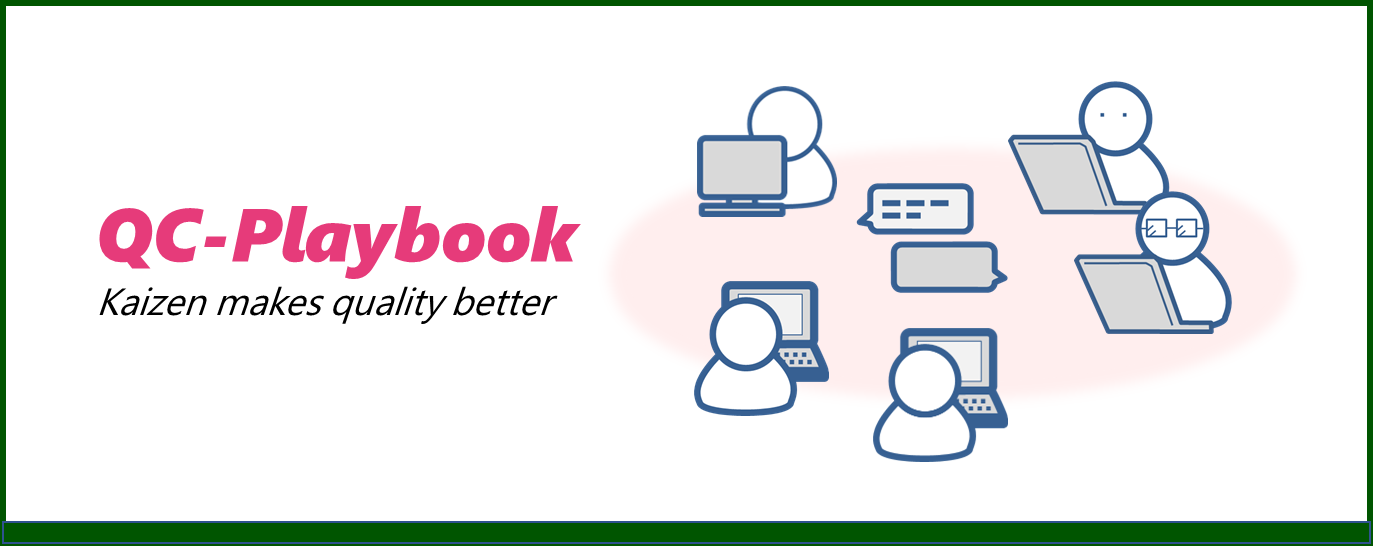 QC-Playbook。メンバーがそれぞれのパソコンから意見を出し合う